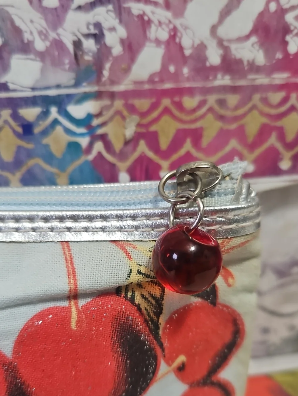 Worldwide Dreams LLC Cherry Makeup Bag Very Cute W Sparkles BALL CHERRY zipper